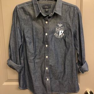 [Charles River] ✨ Blue Gamma Phi Beta Button Up ✨